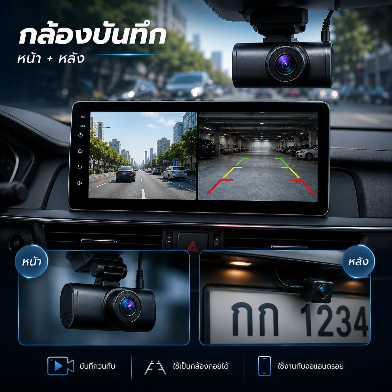 กล้องบันทึก หน้า+หลัง