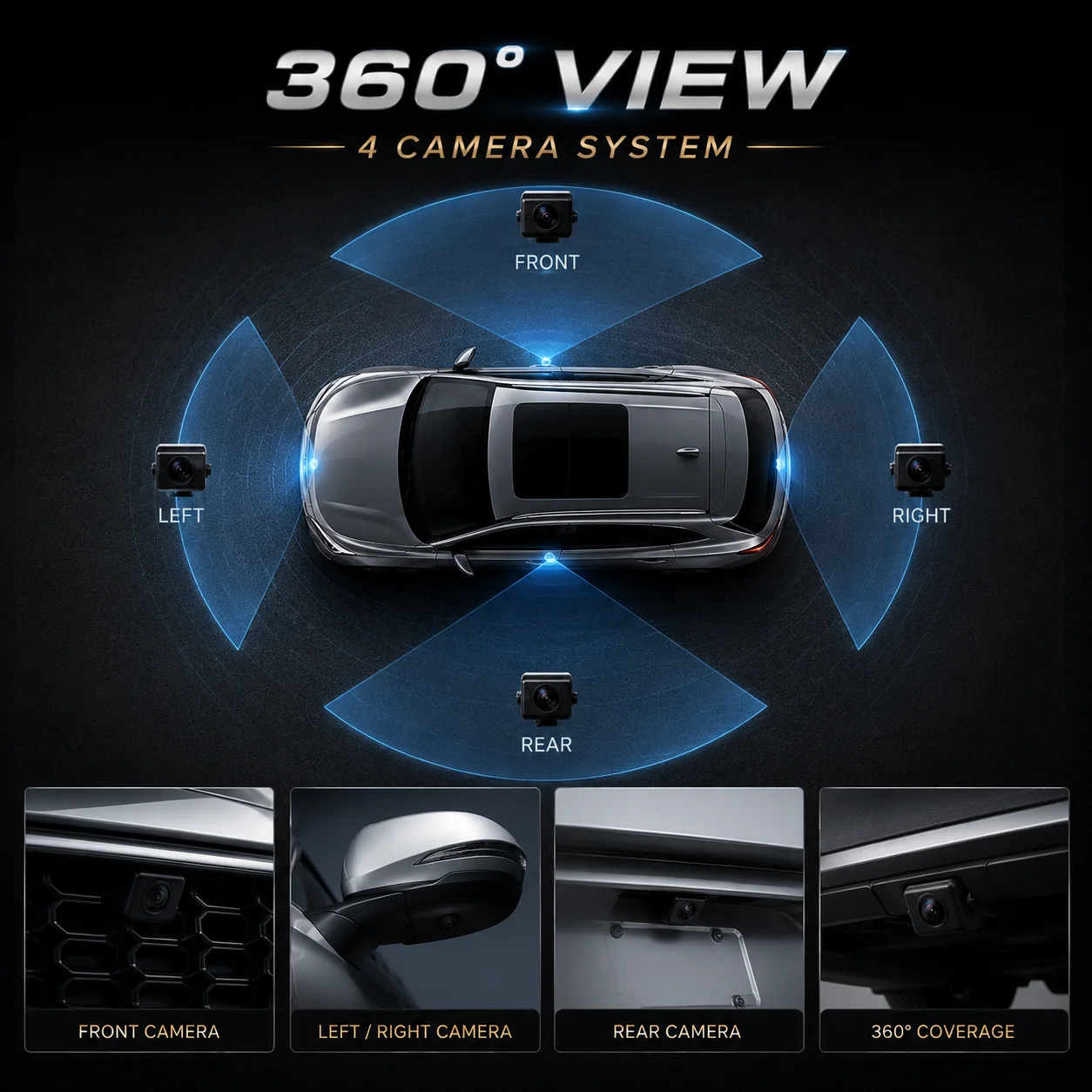 360 View 4 Camera System กล้องหน้า กล้องข้าง กล้องหลัง
